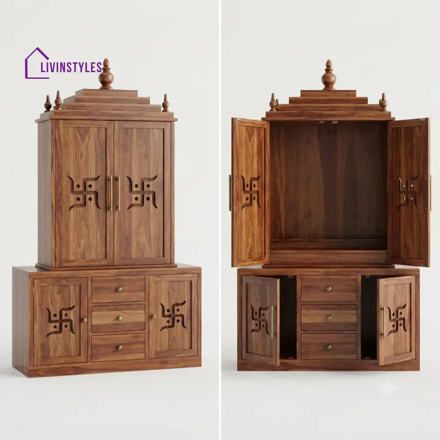 Anusha Premium Solid Wood Home Temple | Pooja Mandir for Home