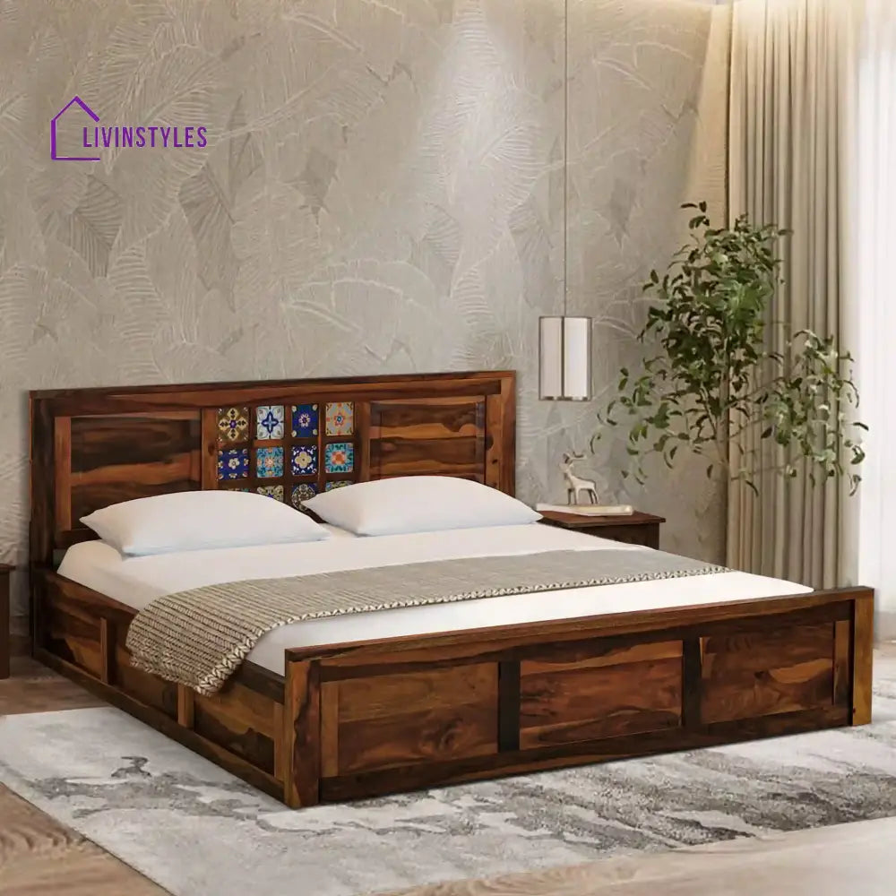 Anamika Solid Sheesham Wood Storage Beds Queen / Teak Bedroom Furniture Sets