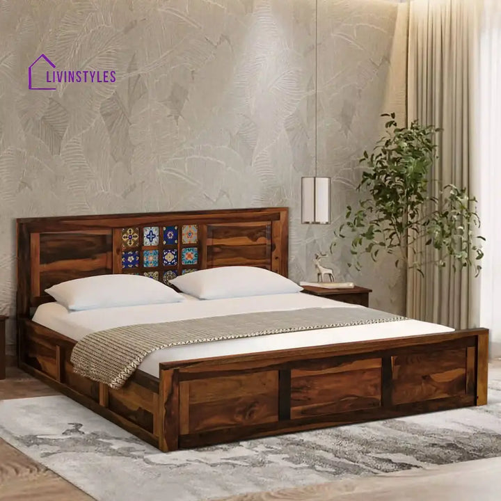 Anamika Solid Sheesham Wood Storage Beds Queen / Teak Bedroom Furniture Sets