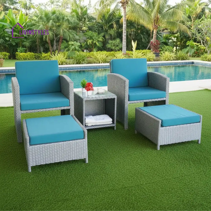 Anushka Outdoor 5 Piece Patio Wicker All Weather Sectional Furniture Set - Patio Sofa Set
