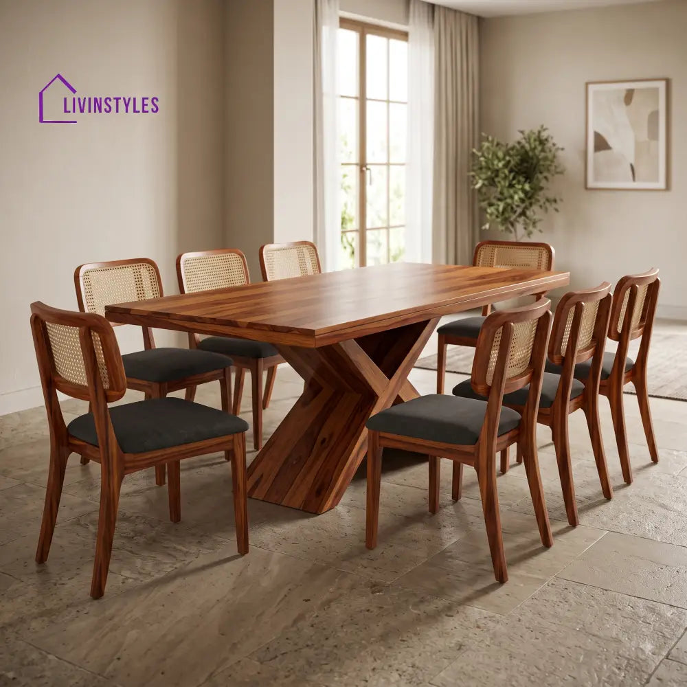 Anvay Premium Solid Wood 8 Seater Dining Table Set