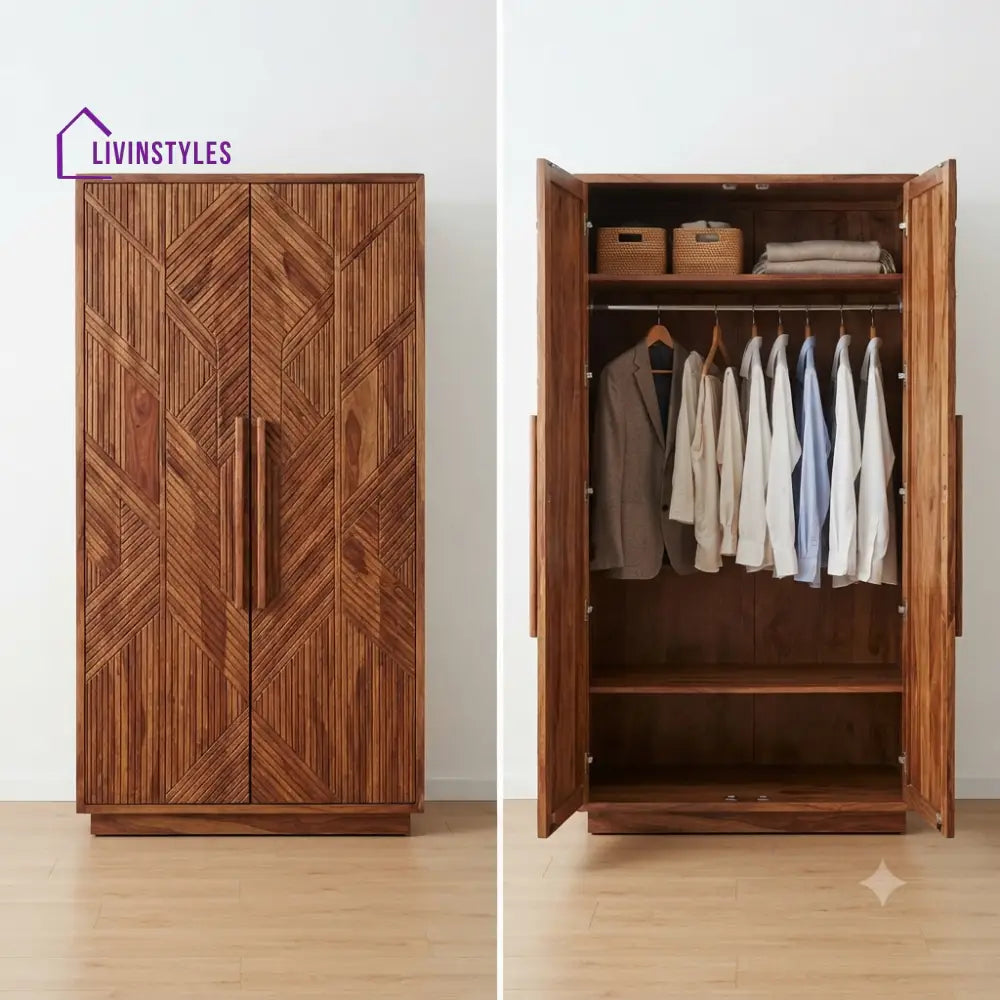 Anvi Wooden Wardrobe for Clothes | Cupboard for Clothes