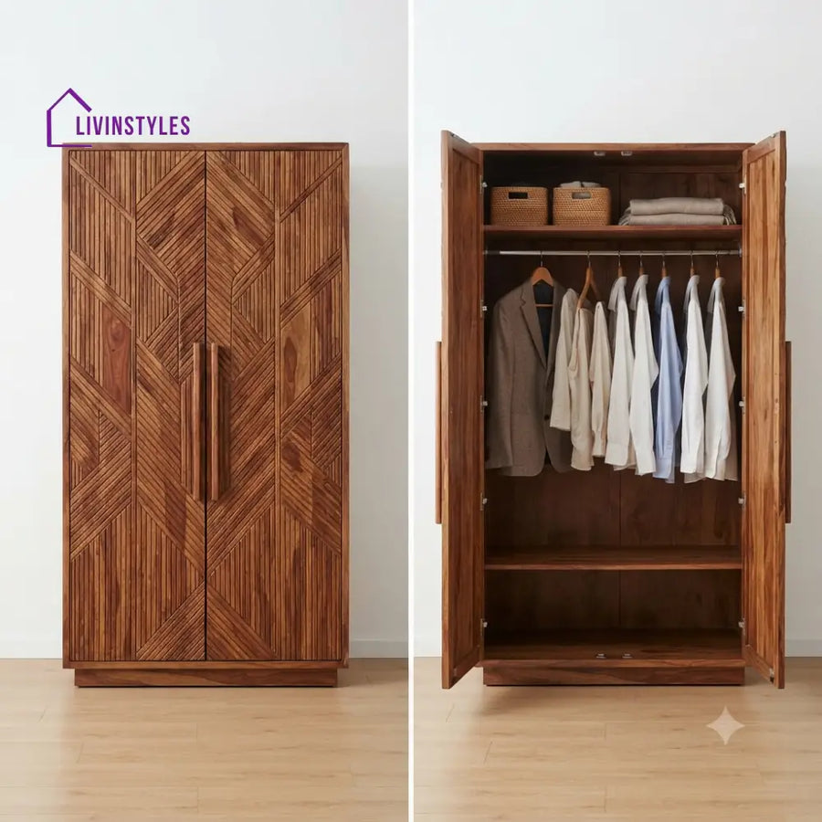 Anvi Wooden Wardrobe for Clothes | Cupboard for Clothes