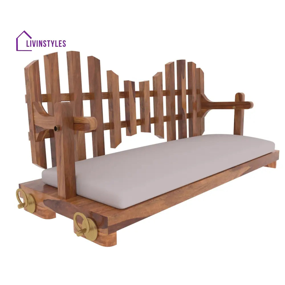 Anvika Classic New Cross Square Back Wooden Adorable Handmade Wooden Swing for Home Swing