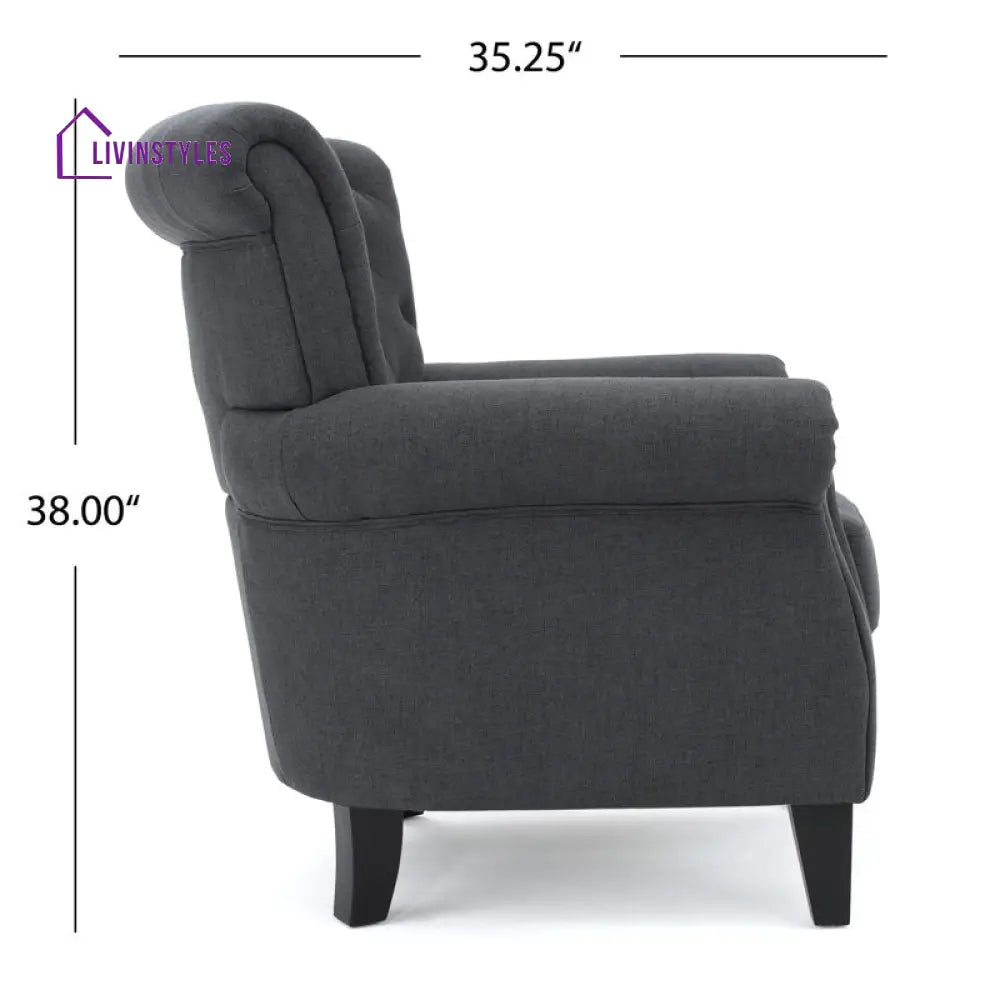 Anvita Solid Wood and Fabric Arm Chair | Living Room Chair | Lounge Chair