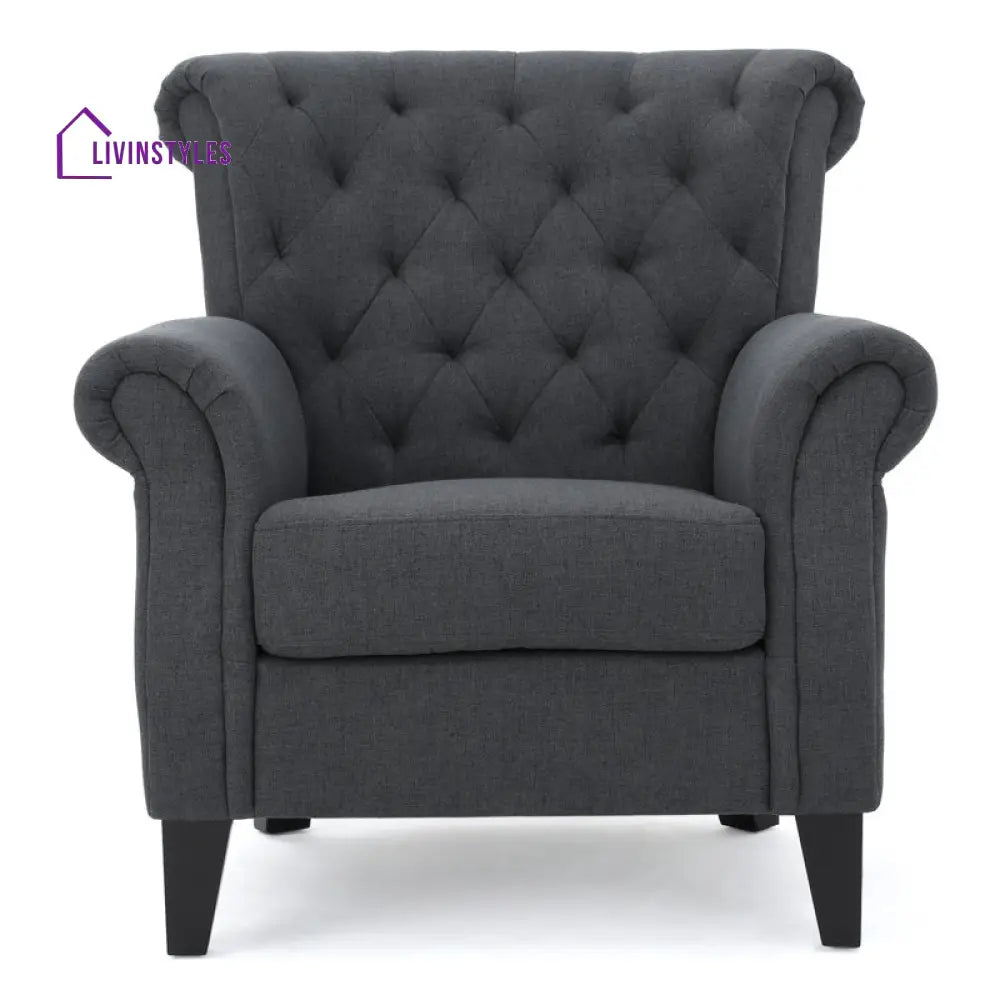 Anvita Solid Wood and Fabric Arm Chair | Living Room Chair | Lounge Chair