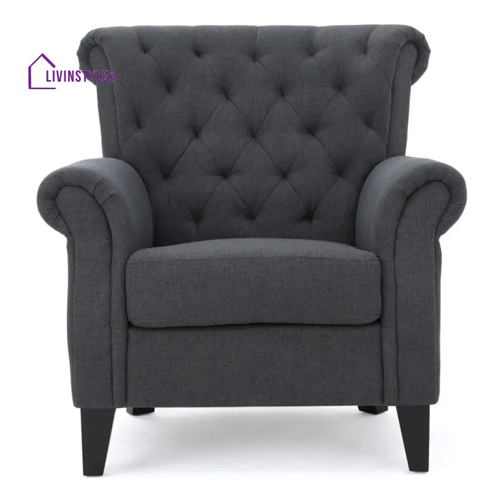 Anvita Solid Wood and Fabric Arm Chair | Living Room Chair | Lounge Chair