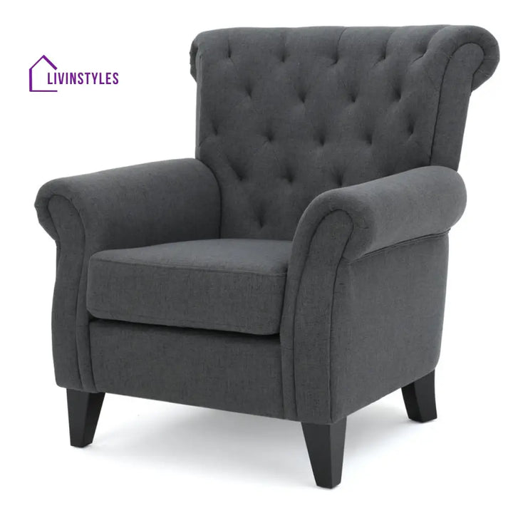 Anvita Solid Wood and Fabric Arm Chair | Living Room Chair | Lounge Chair