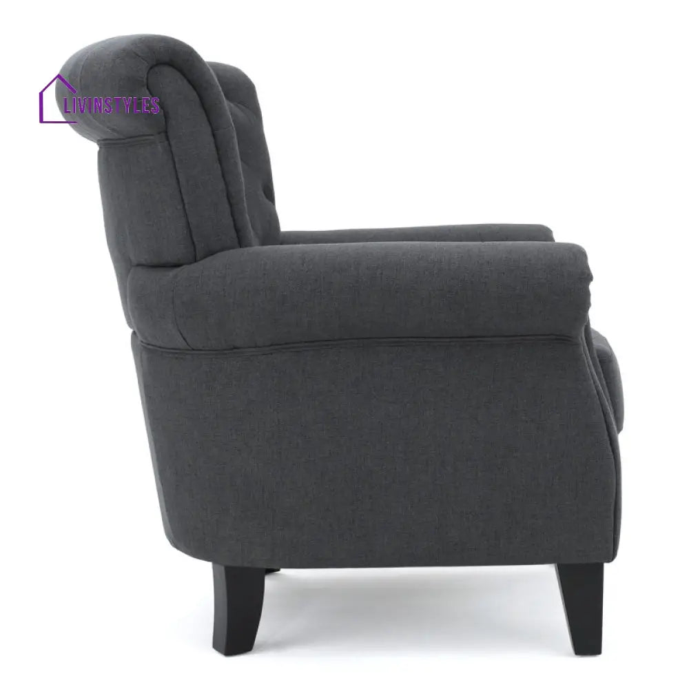 Anvita Solid Wood and Fabric Arm Chair | Living Room Chair | Lounge Chair