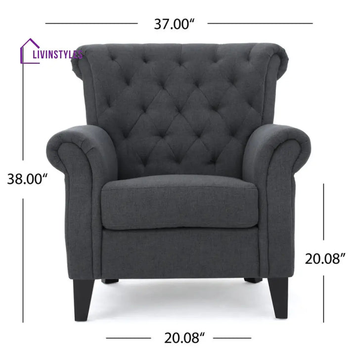 Anvita Solid Wood and Fabric Arm Chair | Living Room Chair | Lounge Chair