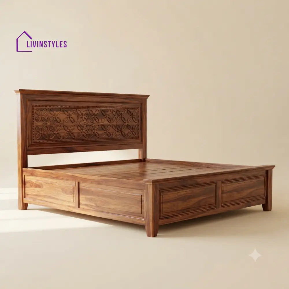 Aparna Sheesham Wood Bed With Box Storage | Wooden Bed