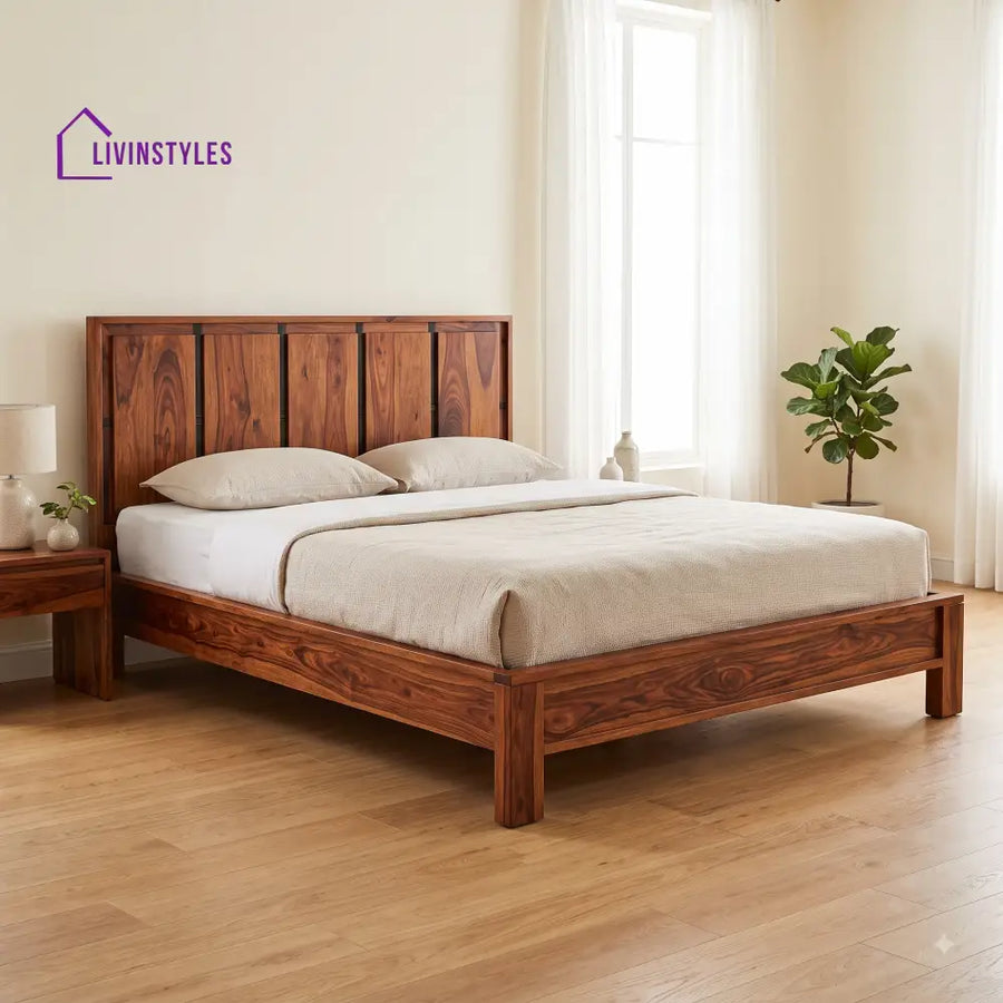 Aparna Sheesham Wood King Size Bed | Wooden Bed without Storage