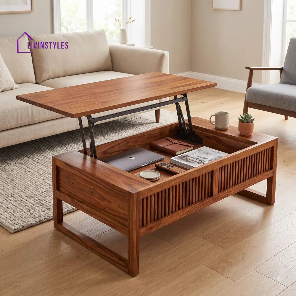 Aparna Sheesham Wood Lift Top Coffee Table for Living Room