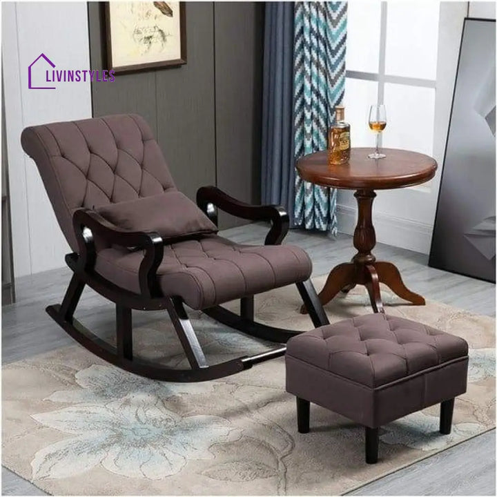 Aparna Sheesham Wood Rocking Chair With Footrest Brown