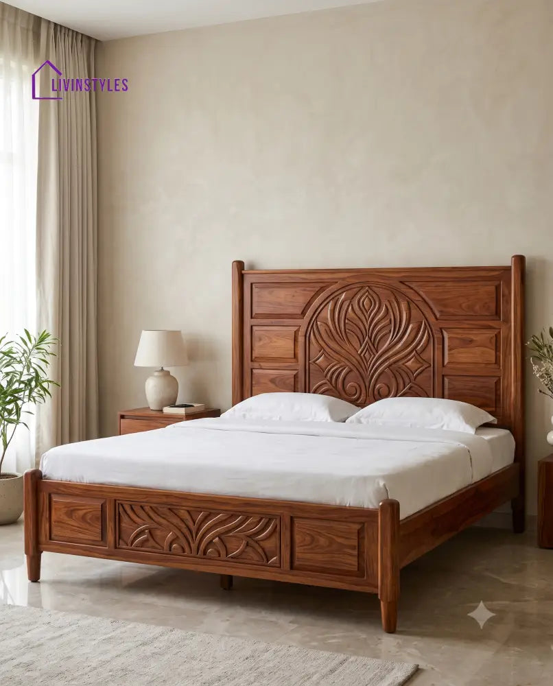 Aparna Wooden Bed | Solid Wood Double Bed | Wooden King size bed & Wooden Queen size bed