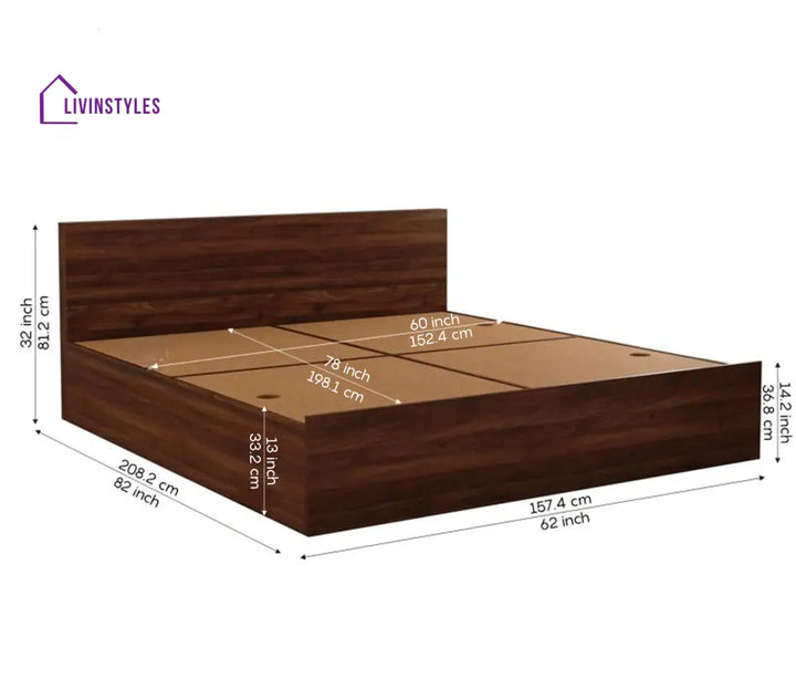 Apeksha Engineered Wood Bed in Columbian Walnut Finish