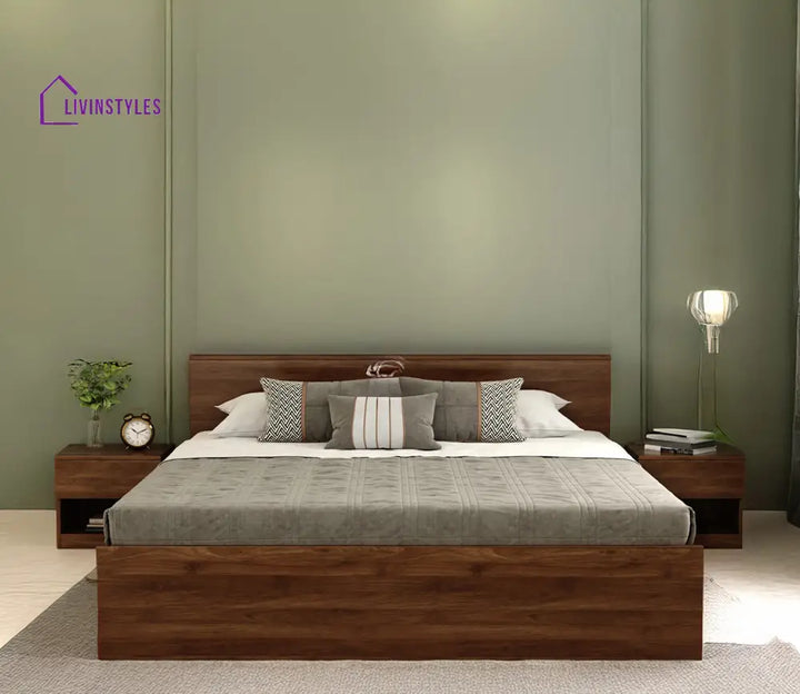Apeksha Engineered Wood Bed in Columbian Walnut Finish
