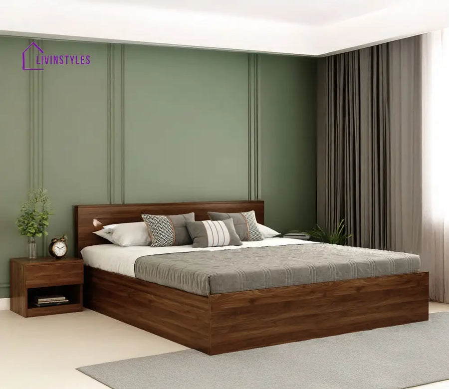 Apeksha Engineered Wood Bed in Columbian Walnut Finish