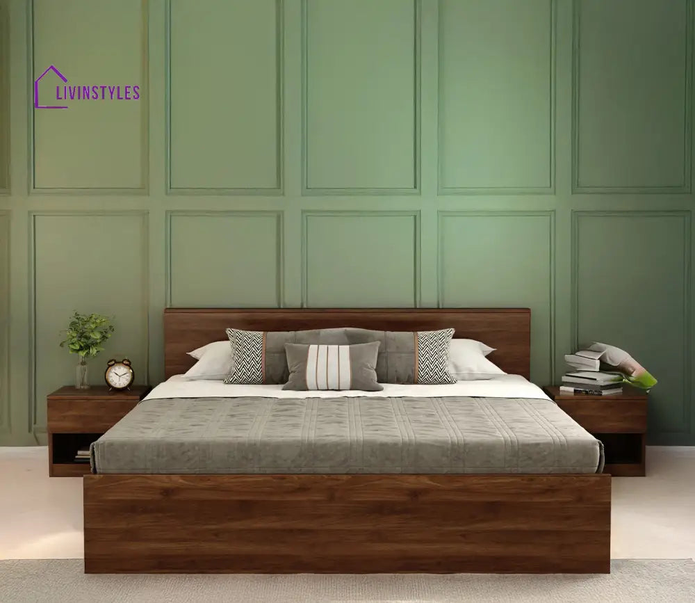 Apeksha Engineered Wood Bed in Columbian Walnut Finish