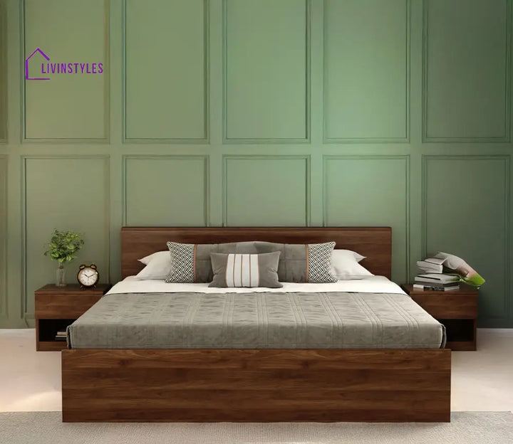 Apeksha Engineered Wood Bed in Columbian Walnut Finish