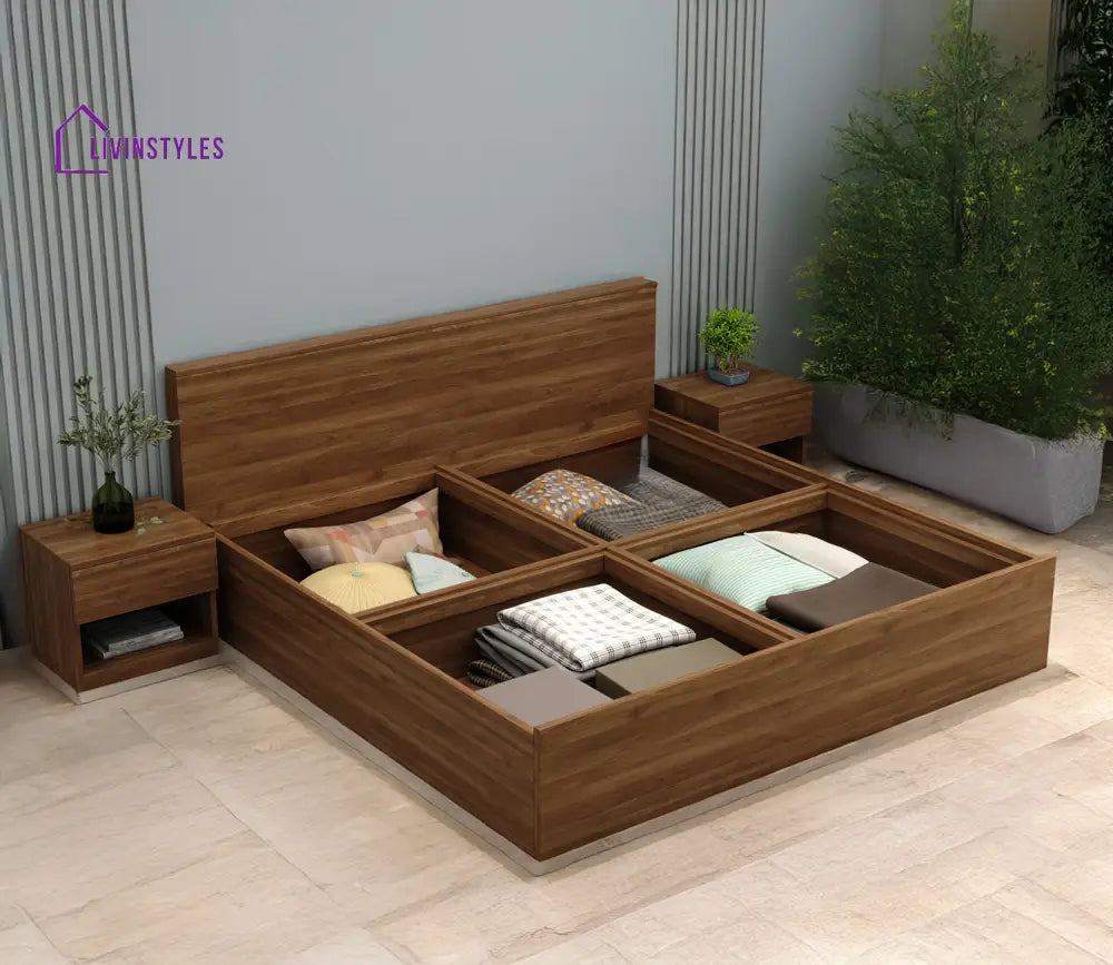 Apeksha Engineered Wood Bed in Columbian Walnut Finish