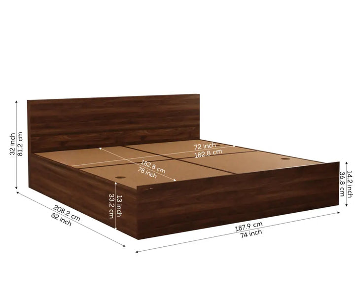 Apeksha Engineered Wood Bed in Columbian Walnut Finish King Size - 82 X 74 Size