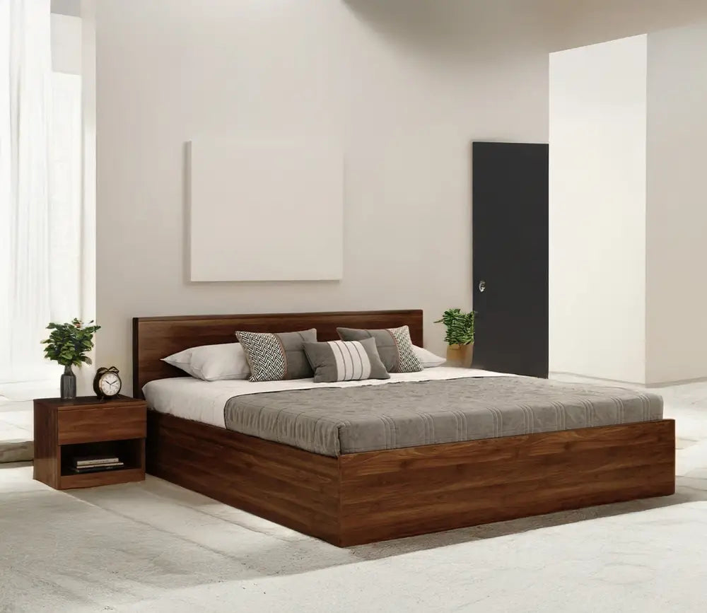 Apeksha Engineered Wood Bed in Columbian Walnut Finish King Size - 82 X 74 Size