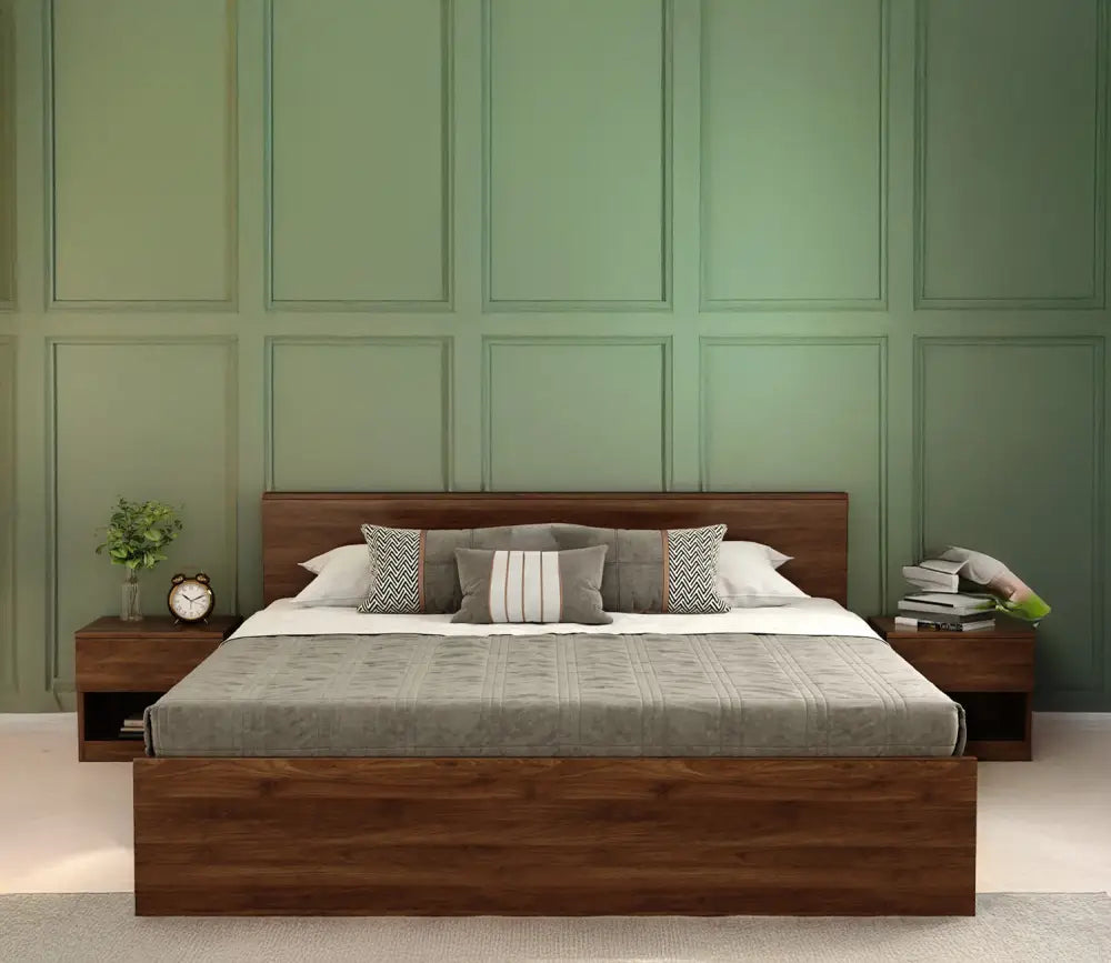 Apeksha Engineered Wood Bed in Columbian Walnut Finish King Size - 82 X 74 Size