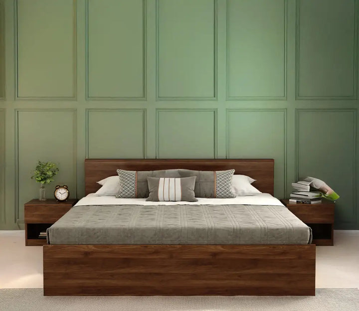 Apeksha Engineered Wood Bed in Columbian Walnut Finish King Size - 82 X 74 Size