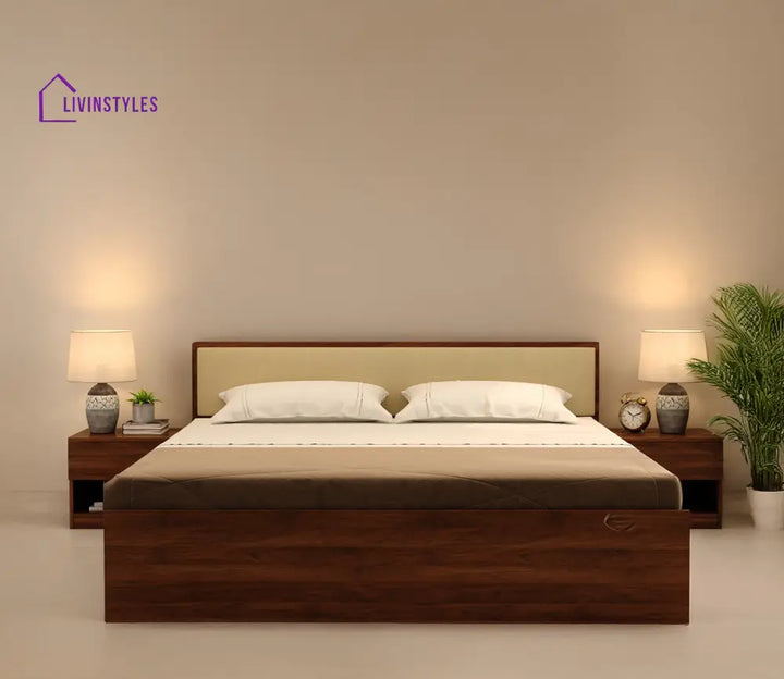 Apeksha Engineered Wood Bed with Cushioned Headboard Without Storage - Queen Size & King Size