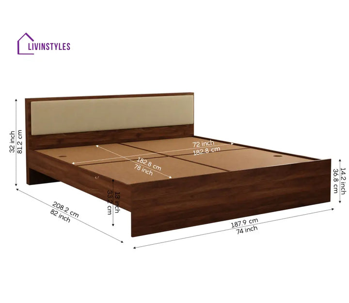 Apeksha Engineered Wood Bed with Cushioned Headboard Without Storage - Queen Size & King Size
