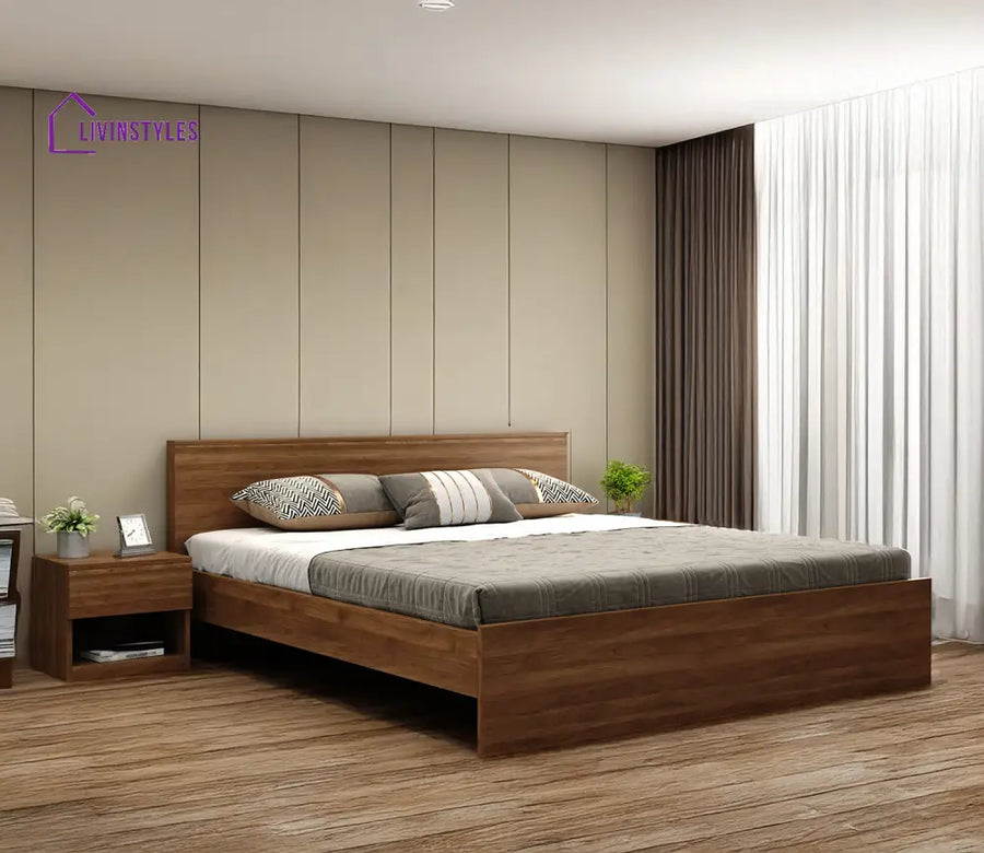 Apeksha Engineered Wood Bed without Storage in Columbian Walnut Finish King Size - 82 X 74