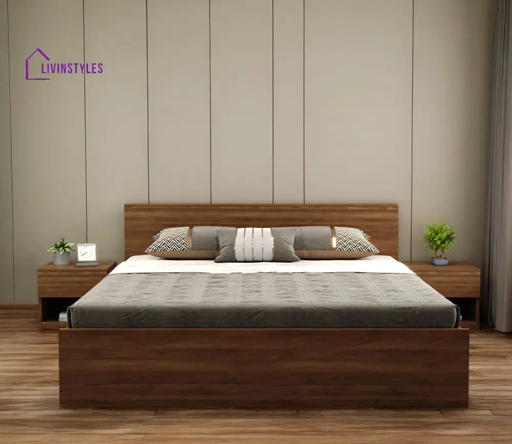 Apeksha Engineered Wood Bed without Storage in Columbian Walnut Finish Queen Size - 82 X 61