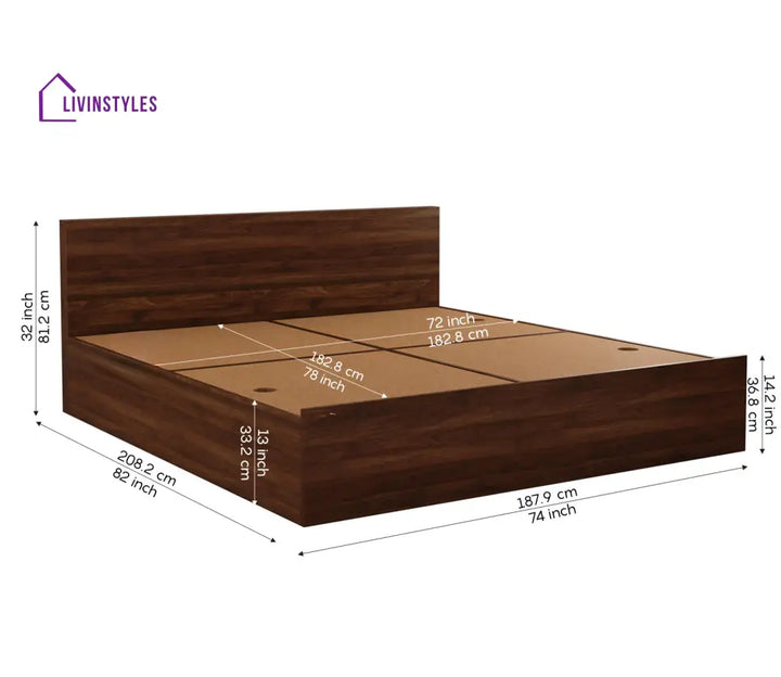 Apeksha Engineered Wood Bed without Storage in Columbian Walnut Finish Queen Size - 82 X 61