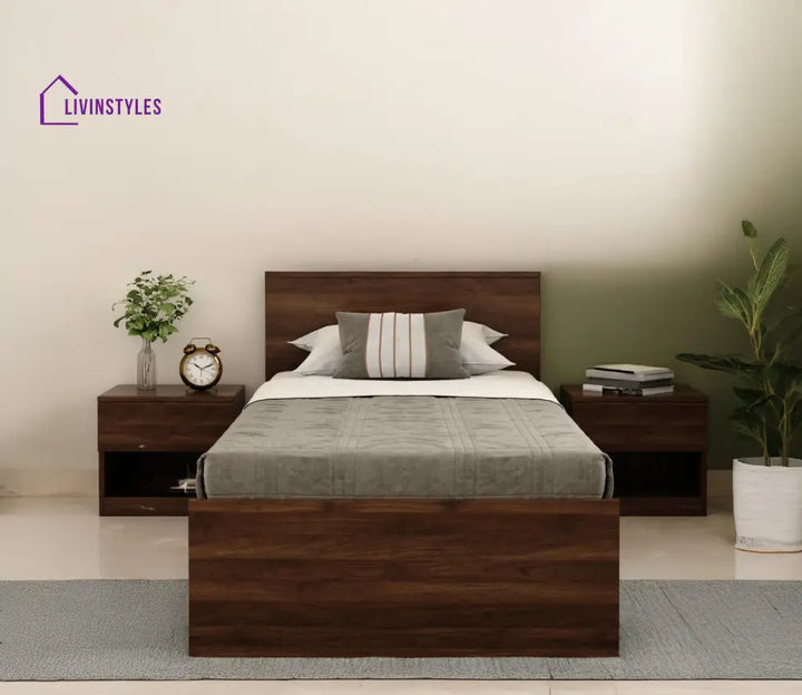 Apeksha Engineered Wood Single Bed without Storage in Columbian Walnut Finish