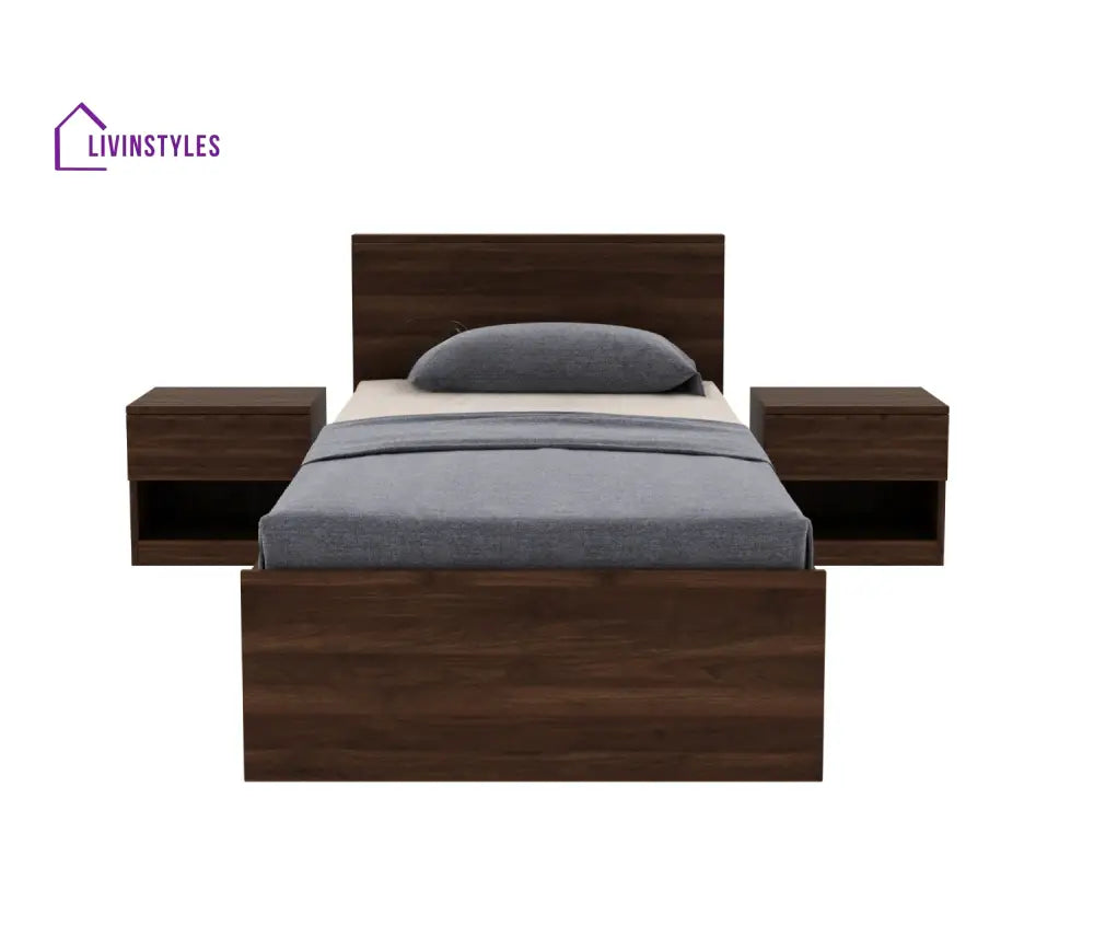 Apeksha Engineered Wood Single Bed without Storage in Columbian Walnut Finish