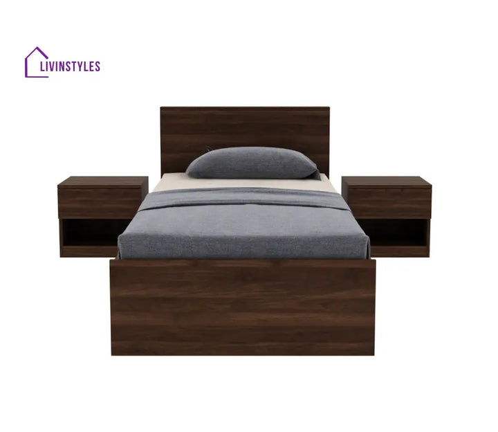 Apeksha Engineered Wood Single Bed without Storage in Columbian Walnut Finish