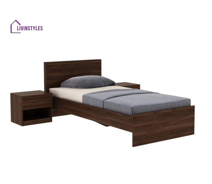 Apeksha Engineered Wood Single Bed without Storage in Columbian Walnut Finish