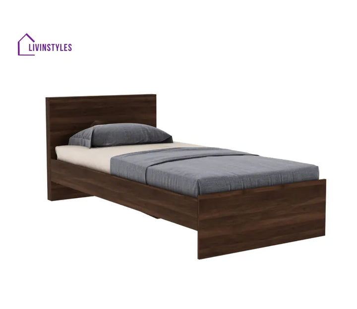 Apeksha Engineered Wood Single Bed without Storage in Columbian Walnut Finish