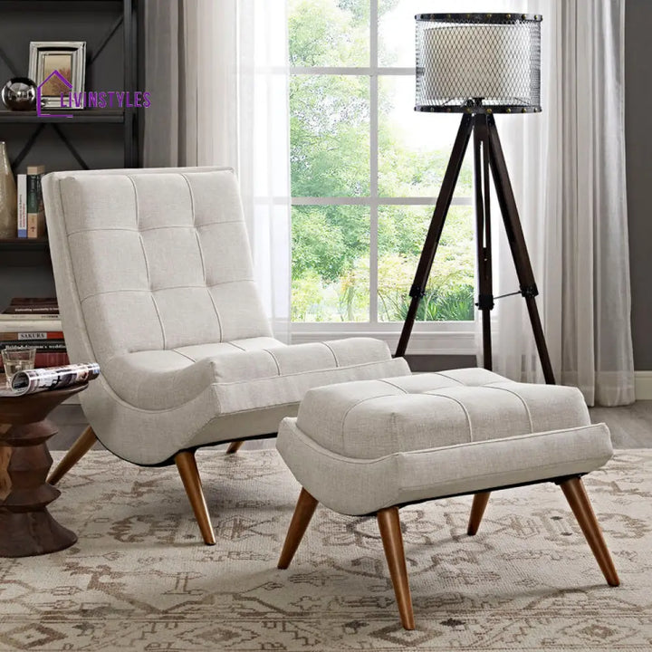 Apeksha Solid Wood and Fabric Arm Chair | Living Room Chair | Lounge Chair