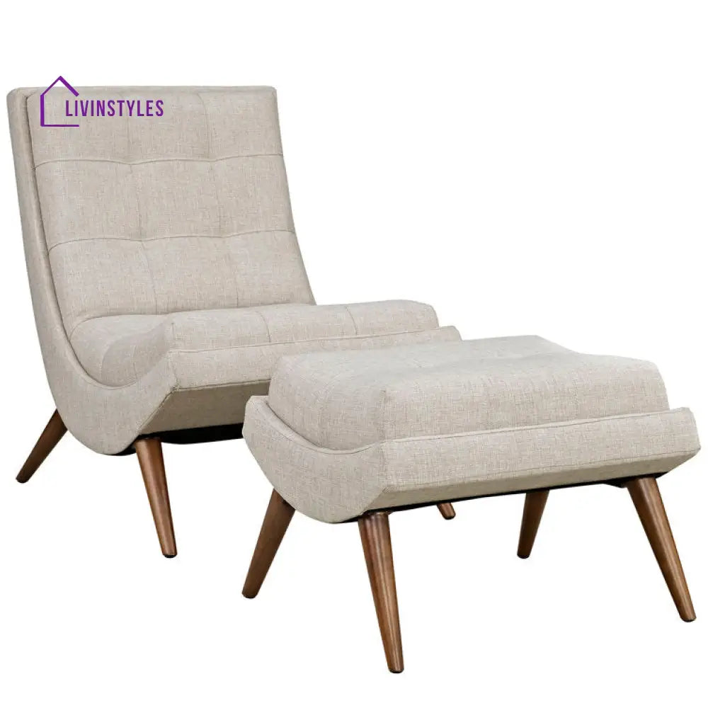 Apeksha Solid Wood and Fabric Arm Chair | Living Room Chair | Lounge Chair