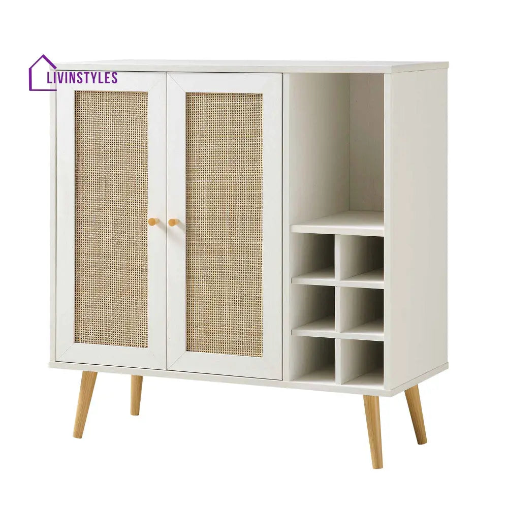 Frances Woven Rattan Drinks Cabinet White Cabinets & Chests