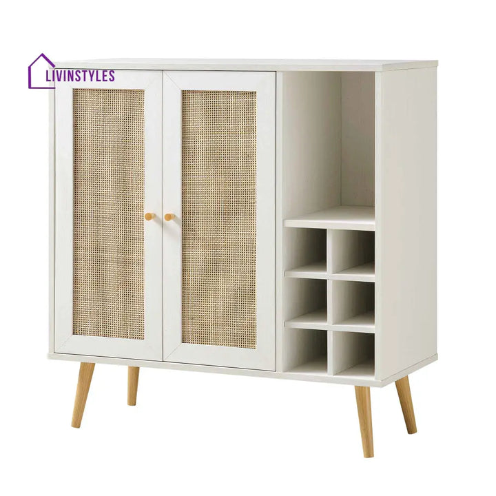 Frances Woven Rattan Drinks Cabinet White Cabinets & Chests