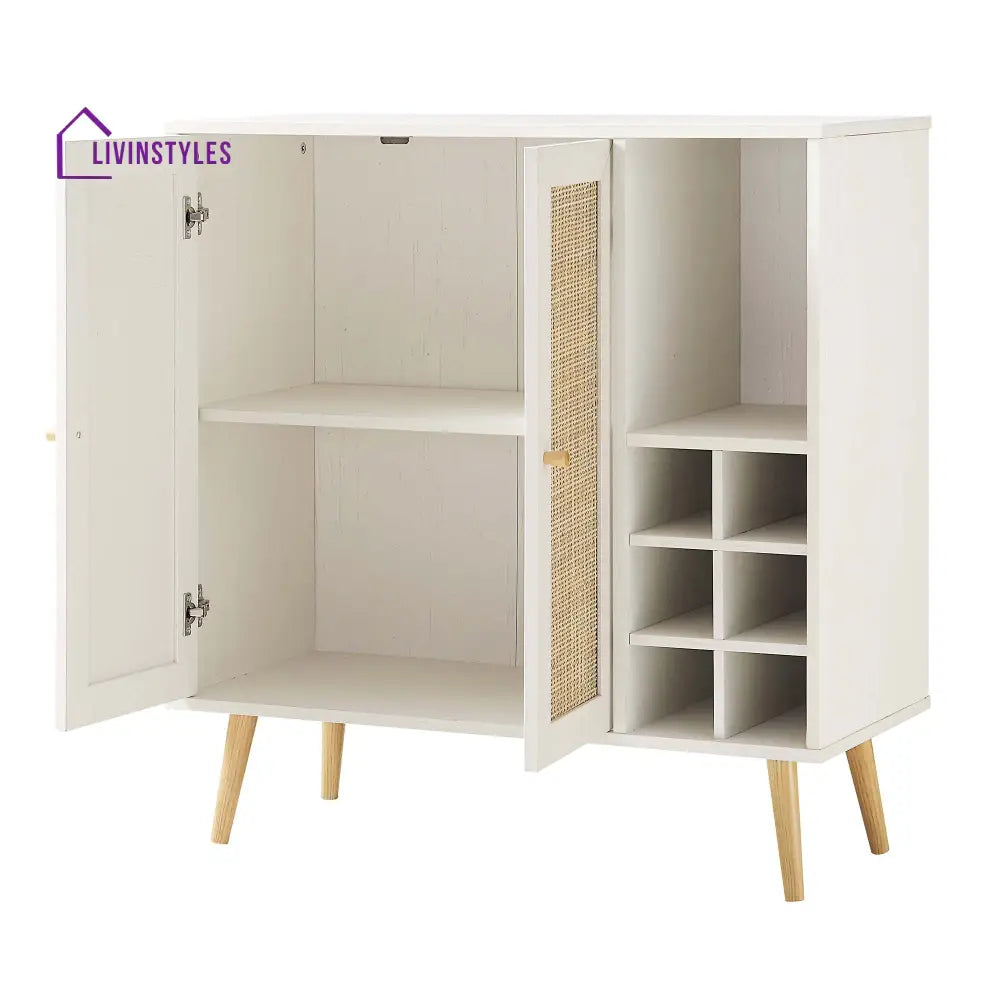 Frances Woven Rattan Drinks Cabinet White Cabinets & Chests
