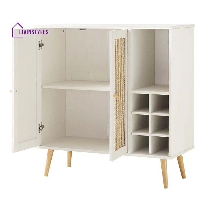 Frances Woven Rattan Drinks Cabinet White Cabinets & Chests