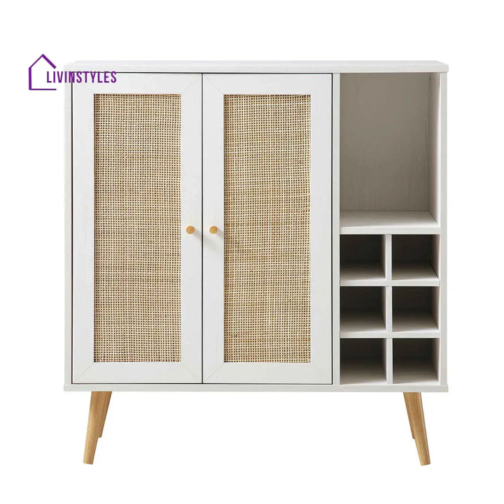 Frances Woven Rattan Drinks Cabinet White Cabinets & Chests