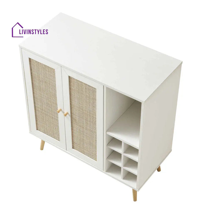 Frances Woven Rattan Drinks Cabinet White Cabinets & Chests