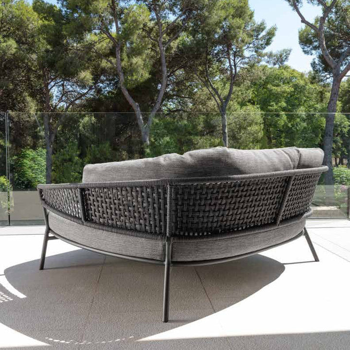 Jekub Outdoor Poolside Sunbed With Cushion Daybed (Dark Grey) Braided & Rope