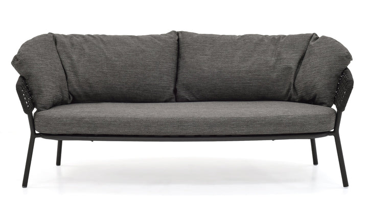 Puff Outdoor Sofa Set 2 Seater , 2 Single seater and 1 Center Table Set (Black) Braided & Rope