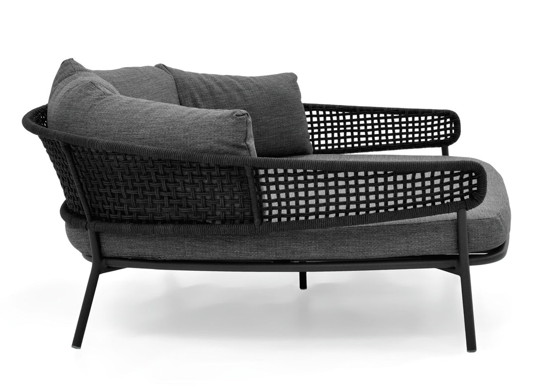 Jekub Outdoor Poolside Sunbed With Cushion Daybed (Dark Grey) Braided & Rope